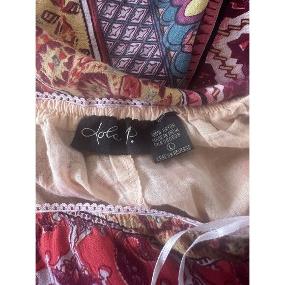 Lola P. Colorful Boho Maxi Skirt size L - Picture 4 of 4